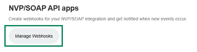 Manage Webhooks button