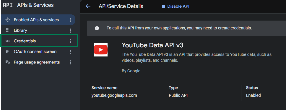 Click Credentials
